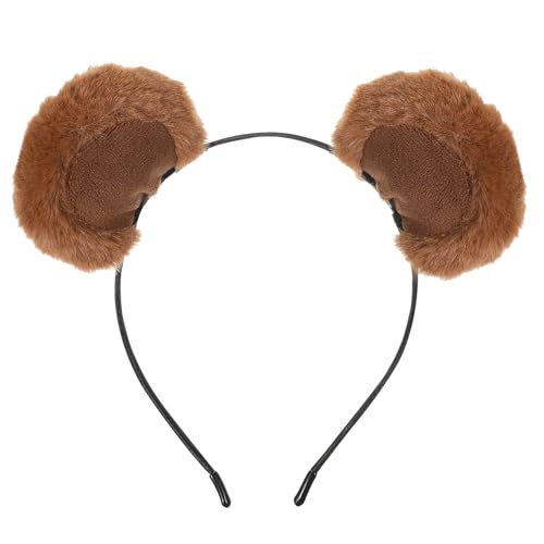Beavorty Ohren Süße Braunbärohren Schminkbär Kostüm Haarband Pelzige Flauschige Bärenohrclips Tierohren Stirnband Plüsch Tierohren Und Hörner Stirnband Braune Ohren Bären Der Stoff von Beavorty