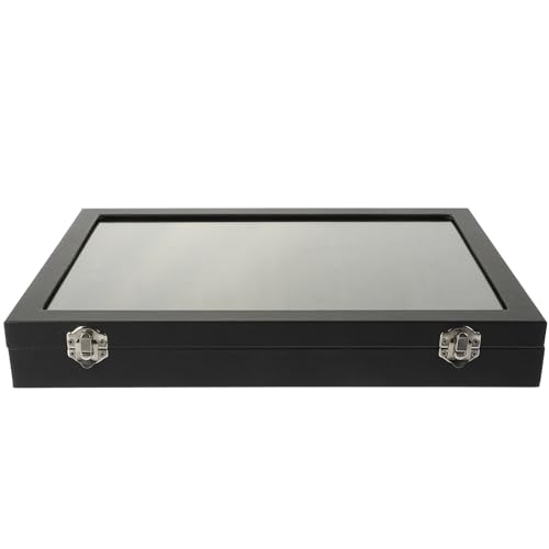 Beavorty Schmuckaufbewahrungsbox mit Glasdeckel Tragbare Schmuckschatulle für Ringe und Ohrringe Großer Organizer für Schmuckstücke und Zubehör für Reisen und Präsentation von Beavorty