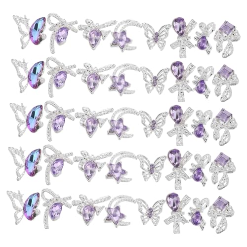 Beavorty Teiliges Nail Charms aus Haltbarer Legierung mit Violetten Strasssteinen Schleifen Schmetterlingen und Sternen Einfach Anzubringen für DIY Nageldesigns Halloween und Besondere von Beavorty