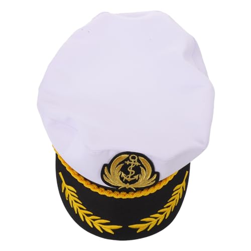 Beavorty Verstellbare Kapitänsmütze Weiß Yacht Hut Atmungsaktiv Leicht Sommer Seemannshut Vintage Stil Für Karneval Cosplay Party von Beavorty