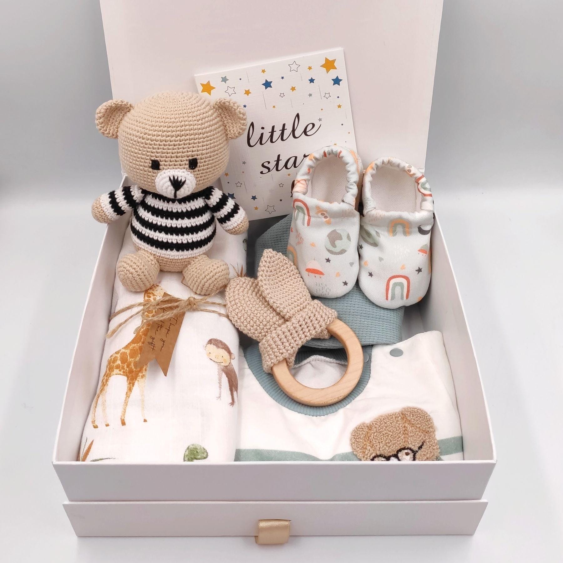Baby-Geschenkbox, Amigurumi Babypartygeschenk, Baby-Geschenkset, Personalisiertes Baby-Geschenkkörbe, Neugeborenen-Geschenksets von BebekHediyeKutusu