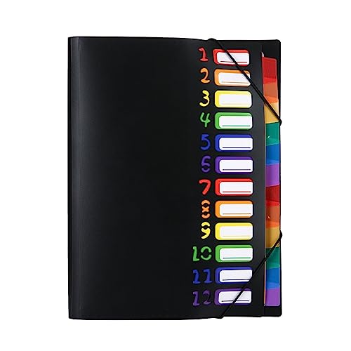 Bebochoi Dokumentenmappe A4, Sortiermappe Fächermappe Bunte Datei Organizer Ordner mit 12 Fächern, PP Kunststoff Ordnungsmappe Pultordner mit Gummizug, für Home- oder Office Dokumente Bebochoi Dokumentenmappe A4, Sortiermappe Fächermappe Bunte Datei Organizer Ordner mit 12 Fächern, PP Kunststoff Ordnungsmappe Pultordner mit Gummizug, für Home- oder Office Dokumente von Bebochoi