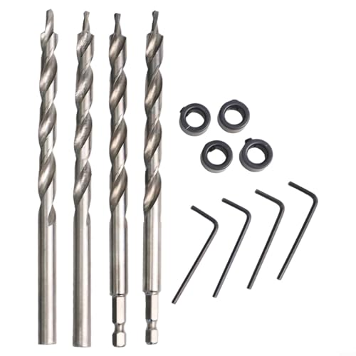 3/8 Zoll Taschenlochbohrer-Set mit 1/4 Zoll Sechskant und rundem Schaft, tiefe Bohranschlagmanschetten für Holzbearbeitung, Taschenlochführung, Vorrichtungsschrauben, 8 Stück 3/8 Zoll Taschenlochbohrer-Set mit 1/4 Zoll Sechskant und rundem Schaft, tiefe Bohranschlagmanschetten für Holzbearbeitung, Taschenlochführung, Vorrichtungsschrauben, 8 Stück von Bebykilemi