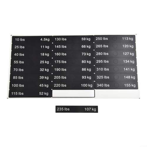 Bebykilemi Fitness-Gewichtsblock-Etiketten, Fitnessgeräte-Nummernaufkleber, klare Markierung, schweißbeständig (4,5 kg-154,2 kg) von Bebykilemi