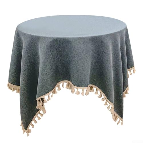 Bebykilemi Rustikale Baumwoll-Leinen-Tischdecke mit Quasten für elegante Hochzeits- und Empfangsdekoration (C) von Bebykilemi