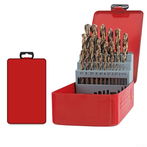 HSS-Bohrer-Set, Titanbeschichtung, gerader Griff, Metallbohrer für Edelstahl, Kupfer, Aluminium, Kunststoff, 1 mm-13 mm, professionelles Werkzeug (25 Stück) von Bebykilemi