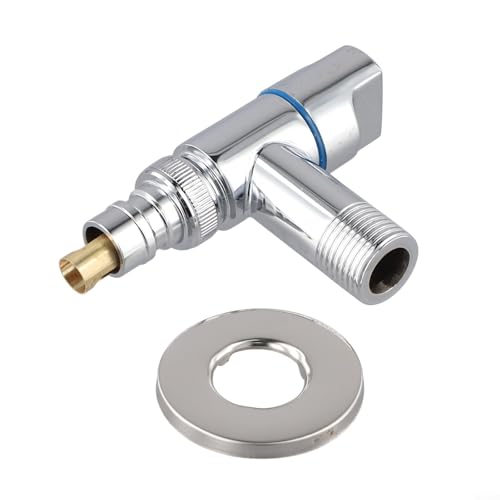 Multifunktionales Edelstahl-Waschmaschinen-Wasserstoppventil, Schnellöffnung, Winkelventil für Küche, Garten, Badezimmer, mit Dichtung, Wasserdüse, G1/2 G (Silber) von Bebykilemi