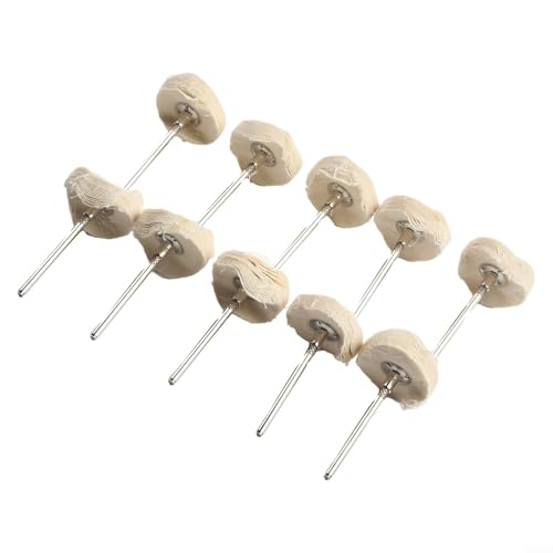 Polierscheiben aus Baumwolltuch, rotierende Polierpads für Schmuck, Metall, 23 mm Durchmesser, 2,35 mm Schaft, Zubehör, 10 Stück (Off White) von Bebykilemi