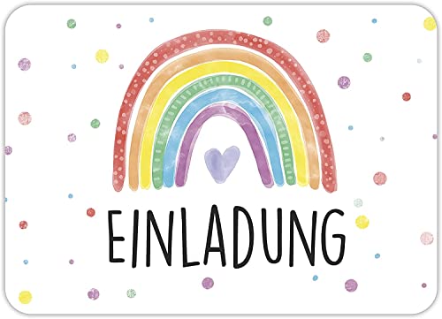 CALLUNA® 12 x Regenbogen Einladung mit passenden Versandhüllen im tollen Design –Einladung zur Regenbogen Party – Geburtstagseinladung für alle Altersgruppen – Partyeinladungen – Rainbow – Regenbogen von Becker Consumer Products Germany