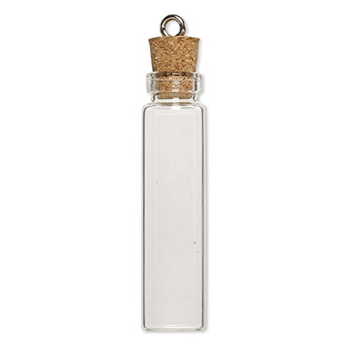 10 Little Clear Glass Bottle Keepsake Jar Charm Pendants W/ Cork Lid Silver Loop (1 3/4 x 1/2 inch) by Bedazzlinbeads von Bedazzlinbeads