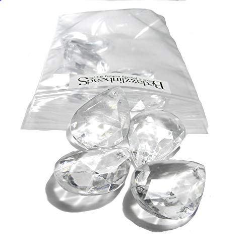 10 große Kunststoff-Acryl-Perlen in Tropfenform, facettiert, 34 mm lang, Tropfenform, Kristallklar von Bedazzlinbeads