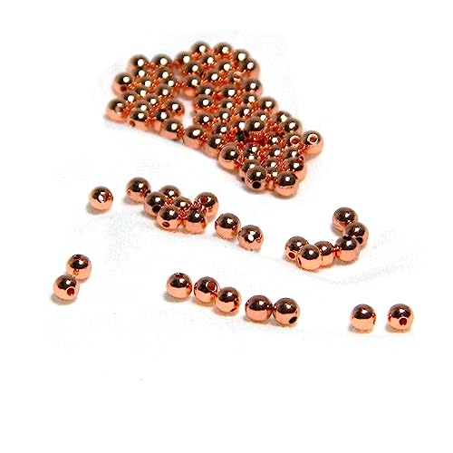 100 echte, glatte, glänzende, reine Kupferperlen, rund, Abstandshalter mit Klarlack, in Größen S – Groß (3 mm) von Bedazzlinbeads