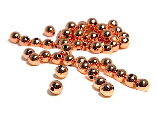 100 echte, glatte, glänzende, reine Kupferperlen, rund, Abstandshalter mit Klarlack, in Größen S – Groß (8 mm) von Bedazzlinbeads