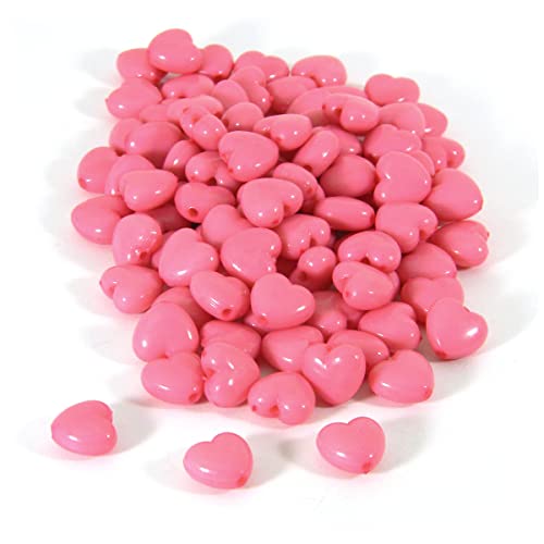 Perlen in Herzform, Kunststoff, Acryl, 10 mm, mit Loch 1,5 mm, Rosa, 100 Stück Perlen in Herzform, Kunststoff, Acryl, 10 mm, mit Loch 1,5 mm, Rosa, 100 Stück von Bedazzlinbeads