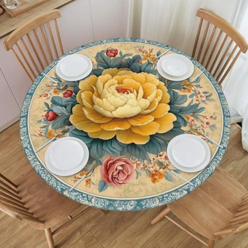 Bedbliss Runde Tischdecke mit Blumendruck, elastischer Kante, wiederverwendbar, für den Außenbereich, für Küche, Picknick, Patry drinnen Bedbliss Runde Tischdecke mit Blumendruck, elastischer Kante, wiederverwendbar, für den Außenbereich, für Küche, Picknick, Patry drinnen von Bedbliss