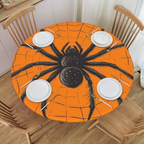 Bedbliss Runde Tischdecke mit Halloween-Druck, mit elastischem Rand, wiederverwendbar, für den Außenbereich, runde Tischdecke für Küche, Picknick, Patry drinnen von Bedbliss