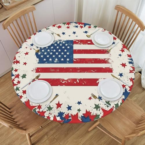 Bedbliss Runde Tischdecke mit amerikanischer Flagge und Sternen, mit elastischem Rand, wiederverwendbar, für den Außenbereich, runde Tischdecke für Küche, Picknick, Patry drinnen Bedbliss Runde Tischdecke mit amerikanischer Flagge und Sternen, mit elastischem Rand, wiederverwendbar, für den Außenbereich, runde Tischdecke für Küche, Picknick, Patry drinnen von Bedbliss