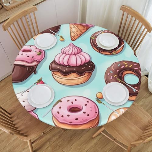 Bedbliss Runde Tischdecke mit buntem Schokoladen-Donut-Druck, mit elastischem Rand, wiederverwendbar, für den Außenbereich, runde Tischdecke für Küche, Picknick, Patry, drinnen Bedbliss Runde Tischdecke mit buntem Schokoladen-Donut-Druck, mit elastischem Rand, wiederverwendbar, für den Außenbereich, runde Tischdecke für Küche, Picknick, Patry, drinnen von Bedbliss