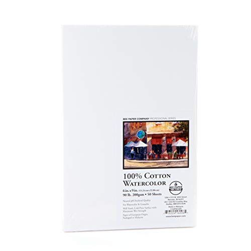 Bee Paper Company Aquarellpapier, Baumwolle, weiß, 6" x 9" 50 Sheet Pack von Bee Paper Company