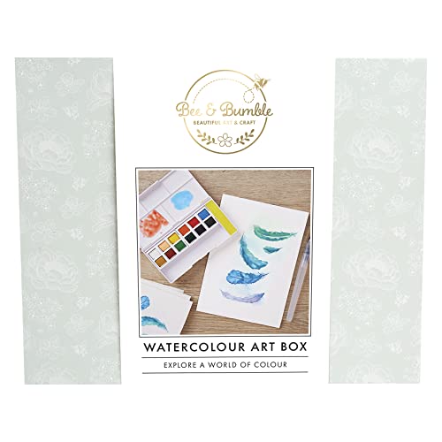 Bee & Bumble Aquarell Kunst & Basteln Malkasten inkl. verschiedenen Malutensilien für angehende Künstler, perfekt für Erwachsene und Kinder und Künstler unterwegs von Bee & Bumble