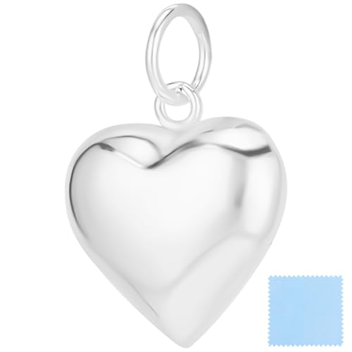 Beebeecart 1 Box Mit 925 Charms Aus Sterlingsilber Aufgebauschte Herz Charms 3D Anhänger Mit Biegeringen Zur Schmuckherstellung Halsketten Armbänder DIY Basteln Valentinstagsgeschenk (14.5x13x8mm) von Beebeecraft