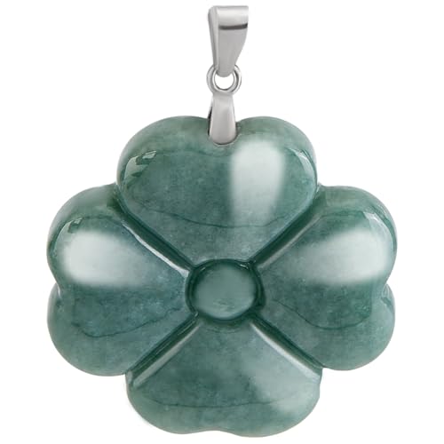 Beebeecart Anhänger Mit Vierblättrigem Kleeblatt Natürlich Geschnitzter Glücksbringer Aus Grünem Jadeit Mit Rhodiniertem 925 Sterlingsilber Schnappverschluss Zur Schmuckherstellung Armband Und von Beebeecraft