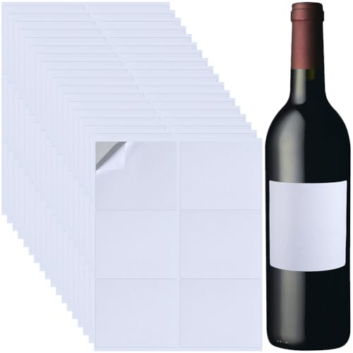 Beebeecraf 20 Blatt Etikettendruckerpapier Rechteckige Selbstklebende Weinflaschenetiketten Bedruckbare Aufkleber Für Laser/Tintenstrahldrucker (102 x 85mm) von Beebeecraft
