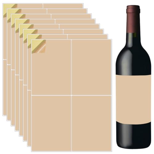 Beebeecraf 20 Blatt Weinflaschen Kraftpapieretiketten Bedruckbar Hell 6x480cm Bedruckbares Kraft Aufkleberpapier Selbstklebende Aufkleber Für Klassische Bordeaux Burgunder Und Champagnerflaschen ((3) von Beebeecraft