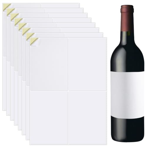 Beebeecraf 20 Bogen Weinflaschenetiketten Bedruckbar Weiß Glänzend 6x480cm Bedruckbare Aufkleberpapierbögen Selbstklebende Aufkleber Für Klassische Bordeaux Burgunder Und Champagnerflaschen ((3) von Beebeecraft