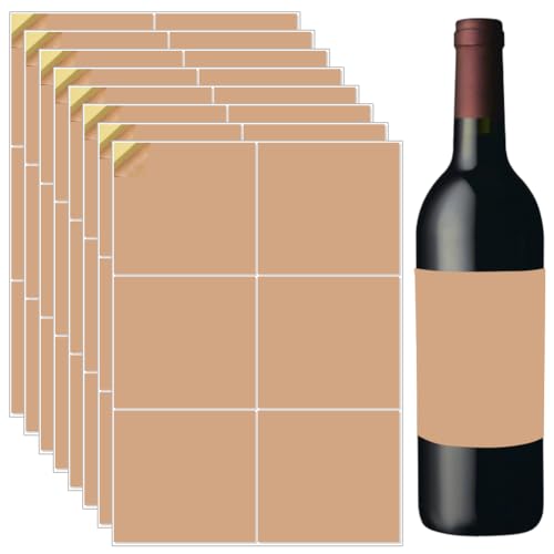 Beebeecraf 20 Stück Selbstklebende Weinflaschenetiketten 100.5x99mm Blankes Weinetikett Für DIY Fotoalbum Tagebuch Sammelalbum Dekoration (Sand 6 Stück/Blatt) von Beebeecraft