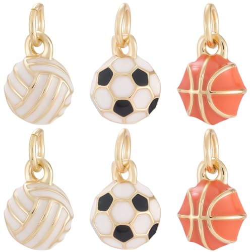 Beebeecraft 9 Stück 3 Stile Kleine Runde Sportball Charms Emaille 18 Karat Vergoldet Basketball Fußball Volleyball 3D Charms Für Die Schmuckherstellung Armband Halskette DIY Basteln Beebeecraft 9 Stück 3 Stile Kleine Runde Sportball Charms Emaille 18 Karat Vergoldet Basketball Fußball Volleyball 3D Charms Für Die Schmuckherstellung Armband Halskette DIY Basteln von Beebeecraft