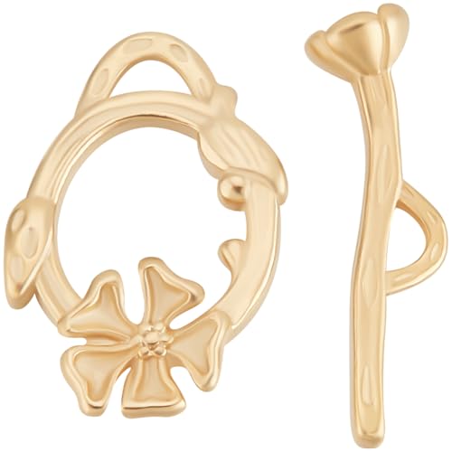 Beebeecraft 1 Box 10 Sets Knebelverschlüsse 24 Karat Vergoldetes Messing Blumen T Stab Ringverschluss Verlängerung Für Die Schmuckherstellung Armbänder Halsketten Beebeecraft 1 Box 10 Sets Knebelverschlüsse 24 Karat Vergoldetes Messing Blumen T Stab Ringverschluss Verlängerung Für Die Schmuckherstellung Armbänder Halsketten von Beebeecraft