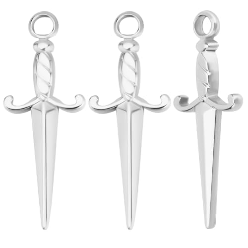 Beebeecraft 1 Box 10 Silberne Schwertanhänger 201 Messeranhänger Aus Edelstahl Dolchform Anhänger Zum Selbermachen Basteln Armbänder Ohrringe Halsketten von Beebeecraft