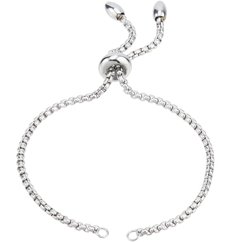 Beebeecraft 1 Box mit 10 Strängen, verstellbare Schieber-Armbänderkette, 22 cm, Edelstahl, 22 cm, zur Schmuckherstellung, Verlängerungsketten mit Kugelenden für Frauen, halbfertig Beebeecraft 1 Box mit 10 Strängen, verstellbare Schieber-Armbänderkette, 22 cm, Edelstahl, 22 cm, zur Schmuckherstellung, Verlängerungsketten mit Kugelenden für Frauen, halbfertig von Beebeecraft