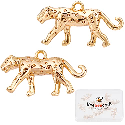 Beebeecraft 1 Box 10 Stück 18 Karat Vergoldete Leoparden-Gepard-Charms Dreidimensionales Tier Messing-Schmuckzubehör Mit Ring Für DIY-Halsketten-Armbänder Beebeecraft 1 Box 10 Stück 18 Karat Vergoldete Leoparden-Gepard-Charms Dreidimensionales Tier Messing-Schmuckzubehör Mit Ring Für DIY-Halsketten-Armbänder von Beebeecraft