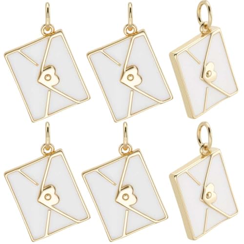Beebeecraft 1 Box 10 Stück Briefumschlag Anhänger 18 Karat Vergoldet Emaille Weißes Herz Liebesbrief Briefumschlag Anhänger Baumelnd Für Schmuckherstellung DIY Basteln Halskette Armband Beebeecraft 1 Box 10 Stück Briefumschlag Anhänger 18 Karat Vergoldet Emaille Weißes Herz Liebesbrief Briefumschlag Anhänger Baumelnd Für Schmuckherstellung DIY Basteln Halskette Armband von Beebeecraft