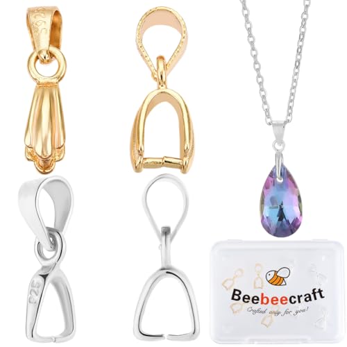 Beebeecraft 1 Box 10 Stück Eispickel Klemmbügel 18 Karat Vergoldetes Sterlingsilber Klemmverschluss Für Die DIY Halskettenschmuckherstellung (Gold Silber) von Beebeecraft