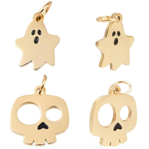 Beebeecraft 1 Box 10 Stück Emaille Halloween Anhänger Echter 14 Karat Vergoldeter Edelstahl Metall Feiertags Geisterschädel Baumelnder Anhänger Mit Biegering Für Die Schmuckherstellung Ohrringe DIY Beebeecraft 1 Box 10 Stück Emaille Halloween Anhänger Echter 14 Karat Vergoldeter Edelstahl Metall Feiertags Geisterschädel Baumelnder Anhänger Mit Biegering Für Die Schmuckherstellung Ohrringe DIY von Beebeecraft