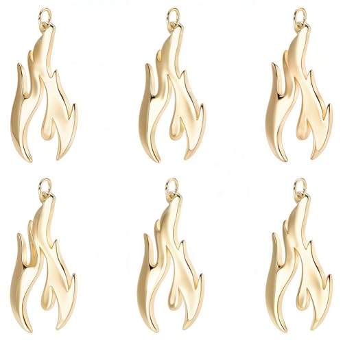 Beebeecraft 1 Box 10 Stück Feuer Charms 18 Karat Vergoldete Flammen Charms Mit Biegering Für Die Schmuckherstellung Ohrringe Armbänder Halsketten DIY Bastelarbeiten von Beebeecraft