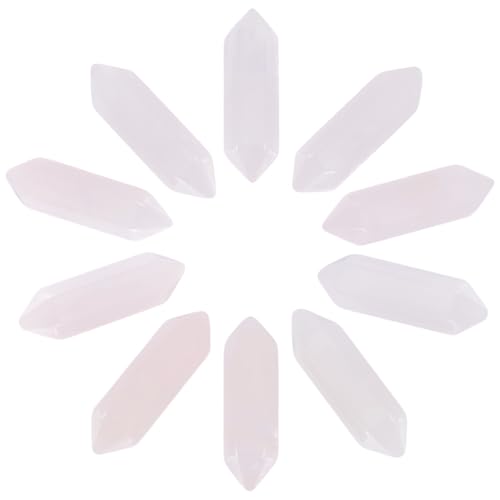 Beebeecraft 1 Box 10 Stück Rosenquarz Spitze Natürliche Kristalle Ohne Loch Sechseckige Reiki Chakra Steine Edelstein Perlen Charms Für Die Schmuckherstellung, 23 mm von Beebeecraft