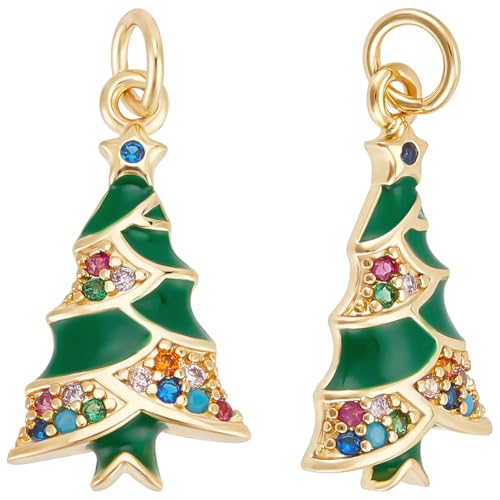 Beebeecraft 1 Box 10 Weihnachtsbaum Anhänger Emaille Zirkonia 18 Karat Vergoldet Weihnachtsbaum Anhänger Mit Biegering Für Die Herstellung von Armbändern Und Schmuck Beebeecraft 1 Box 10 Weihnachtsbaum Anhänger Emaille Zirkonia 18 Karat Vergoldet Weihnachtsbaum Anhänger Mit Biegering Für Die Herstellung von Armbändern Und Schmuck von Beebeecraft