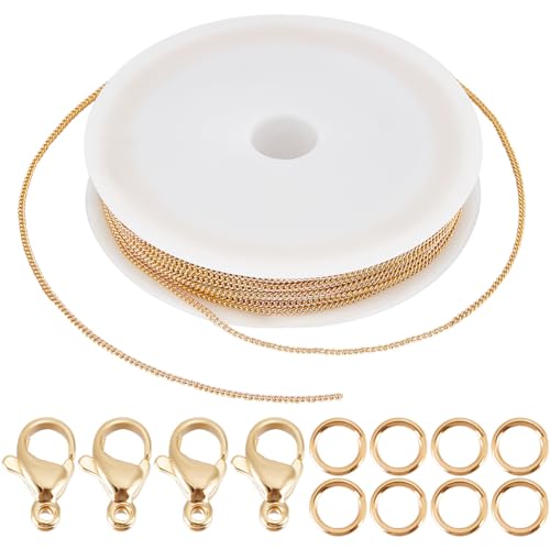 Beebeecraft 1 Box 10 m Gedrehte Gliederkette Aus 18 Karat Vergoldetem Messing 1.8 mm Ovale Klobige Gliederkette Mit 20 Karabinerverschlüssen Und 50 Biegeringen Für Die Schmuckherstellung Beebeecraft 1 Box 10 m Gedrehte Gliederkette Aus 18 Karat Vergoldetem Messing 1.8 mm Ovale Klobige Gliederkette Mit 20 Karabinerverschlüssen Und 50 Biegeringen Für Die Schmuckherstellung von Beebeecraft