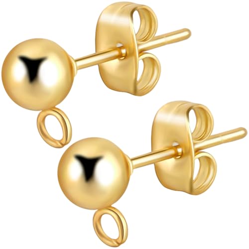 Beebeecraft 1 Box 100 Stück Ohrstecker Kugel 24 Karat Vergoldetem Edelstahl Goldene Ohrstecker Mit Loch Kleine Runde 5 Mm Kugel Ohrringzubehör Beschläge Aus Schmuckherstellung Beebeecraft 1 Box 100 Stück Ohrstecker Kugel 24 Karat Vergoldetem Edelstahl Goldene Ohrstecker Mit Loch Kleine Runde 5 Mm Kugel Ohrringzubehör Beschläge Aus Schmuckherstellung von Beebeecraft