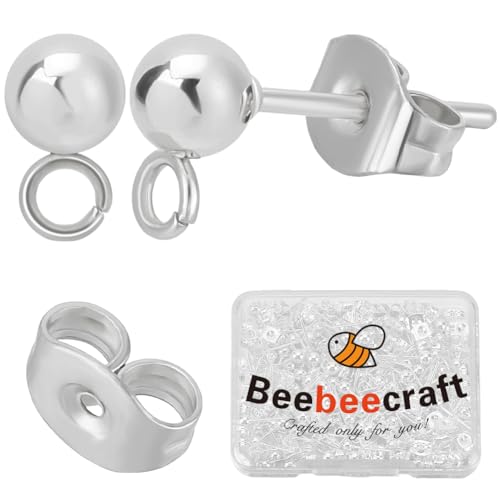 Beebeecraft 1 Box 100 Stück Ohrstecker Mit Kugeln 925 Stück Sterling Silber Plattiert 304 Stück Edelstahl Silberfarbener Runder Stecker Mit Schlaufe Für Baumelnde Ohrringe Schmuckherstellung Zum Beebeecraft 1 Box 100 Stück Ohrstecker Mit Kugeln 925 Stück Sterling Silber Plattiert 304 Stück Edelstahl Silberfarbener Runder Stecker Mit Schlaufe Für Baumelnde Ohrringe Schmuckherstellung Zum von Beebeecraft