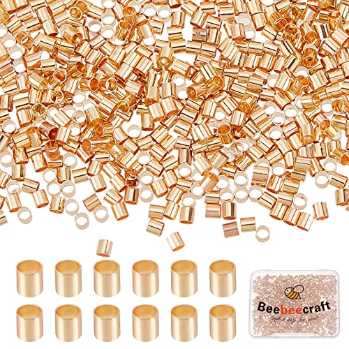 Beebeecraft 1 Box 1000 Stück Crimp-Röhren-Perlen, 18 Karat vergoldet, Abstandshalter, Kordel-Endkappen, 2 mm lose winzige Stopper-Perlen für Ohrringe, Halskette Beebeecraft 1 Box 1000 Stück Crimp-Röhren-Perlen, 18 Karat vergoldet, Abstandshalter, Kordel-Endkappen, 2 mm lose winzige Stopper-Perlen für Ohrringe, Halskette von Beebeecraft
