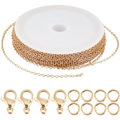 Beebeecraft 1 Box 10M Gliederkette Halskette mit 18K Vergoldetes Messing 2.5mm Ovale Klobige Gliederkette Mit 20Karabinerverschlüssen Und 50 Biegeringen Für Die Schmuckherstellung Beebeecraft 1 Box 10M Gliederkette Halskette mit 18K Vergoldetes Messing 2.5mm Ovale Klobige Gliederkette Mit 20Karabinerverschlüssen Und 50 Biegeringen Für Die Schmuckherstellung von Beebeecraft
