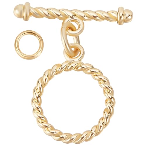 Beebeecraft 1 Box 12 Sets Knebelverschluss 18K Vergoldet Tibetischer Ring Mit T Steg Und Ringverschlüssen Verbindungsstück Für Die Herstellung von Halsketten Armbändern Und Schmuck von Beebeecraft