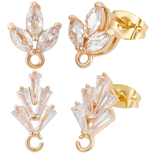 Beebeecraft 1 Box 12 Stück 2 Stile Blumen Ohrstecker 18 Karat Vergoldet Zirkonia Kristall Blütenblatt Ohrstecker Mit Hängeschlaufe Und Ohrmuttern Für Die Herstellung von Schmuck Ohrringen Beebeecraft 1 Box 12 Stück 2 Stile Blumen Ohrstecker 18 Karat Vergoldet Zirkonia Kristall Blütenblatt Ohrstecker Mit Hängeschlaufe Und Ohrmuttern Für Die Herstellung von Schmuck Ohrringen von Beebeecraft