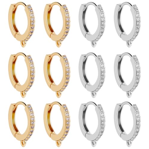 Beebeecraft 1 Box 12 runde Hebelhaken Vergoldetes Und Platiniertes Messing Kubische Zirkonia Huggie Creolen Ohrringe 2 Farben Französische Ohrhaken Creolen Mit Schlaufe Für DIY Beebeecraft 1 Box 12 runde Hebelhaken Vergoldetes Und Platiniertes Messing Kubische Zirkonia Huggie Creolen Ohrringe 2 Farben Französische Ohrhaken Creolen Mit Schlaufe Für DIY von Beebeecraft