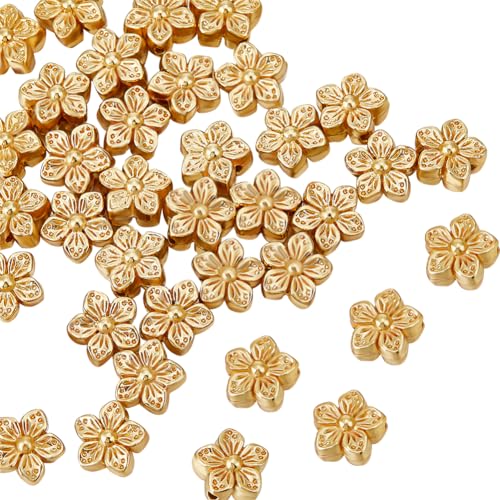 Beebeecraft 1 Box 120 Stück Goldene Blumenperle Echte 18 Karat Vergoldete Florale Lose Charm Perle 0.5mm Loch 9x5mm Winzige Metallblumen Abstandshalterperlen Für Armbänder Perlen Schmuckherstellung Beebeecraft 1 Box 120 Stück Goldene Blumenperle Echte 18 Karat Vergoldete Florale Lose Charm Perle 0.5mm Loch 9x5mm Winzige Metallblumen Abstandshalterperlen Für Armbänder Perlen Schmuckherstellung von Beebeecraft